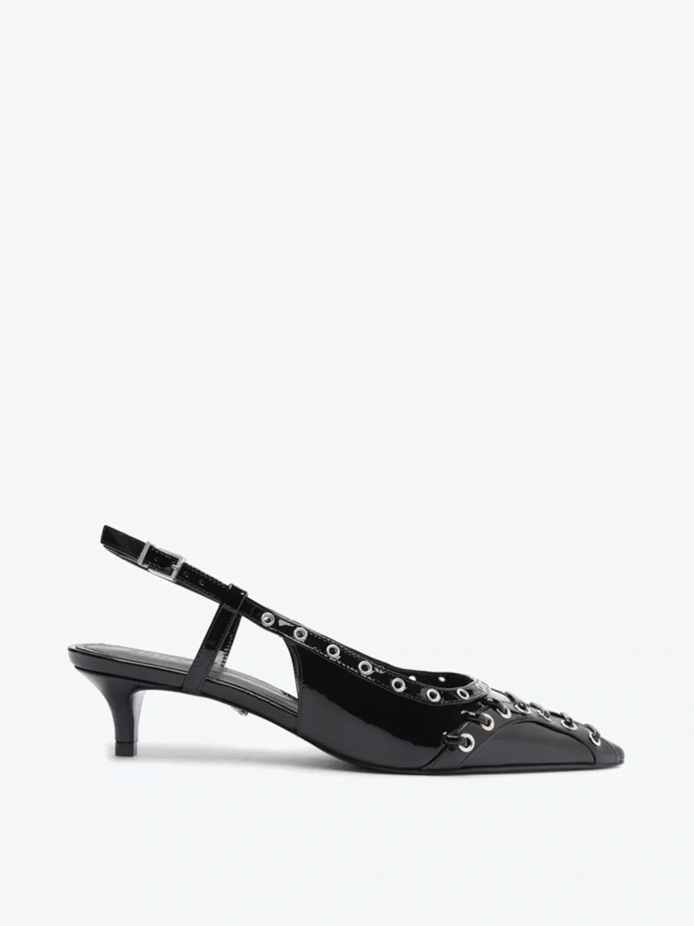 SCHUTZ Black Pointed Slingback Heels